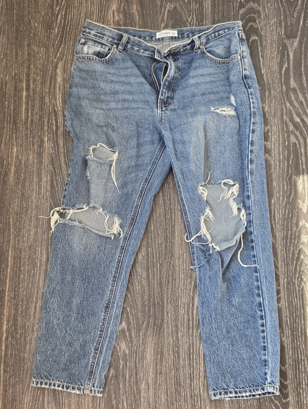 Pull&Bear Distressed Blue Boyfriend Jeans